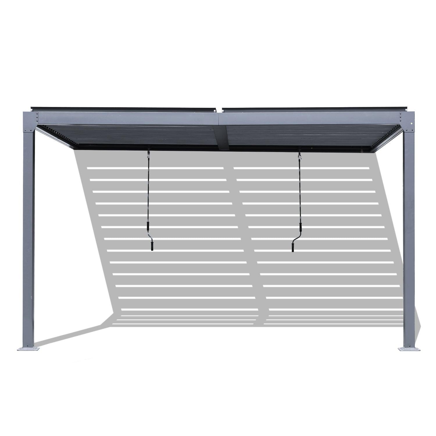 13x10 ft. Outdoor Aluminum Wall Mounted Louvered Pergola, Sun Shade Shelter with 2 Adjustable Panels - Dark Gray/White - Aoodor